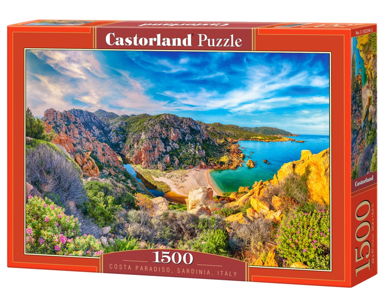 1500 Piece Jigsaw Puzzle, Costa Paradiso, Sardinia, Mediterranean, Italy, rock formations and pristine sand, Adult Puzzle, Castorland C-152254-2